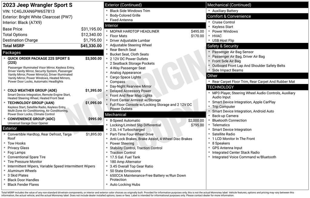 2023 Jeep Wrangler Sport S