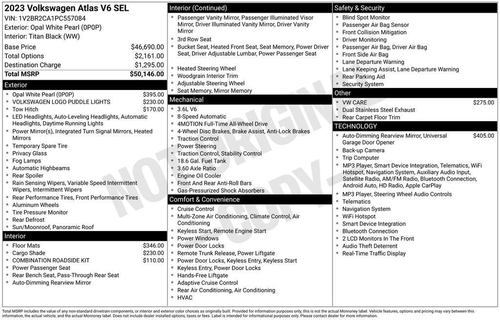 2023 Volkswagen Atlas 3.6L V6 SEL
