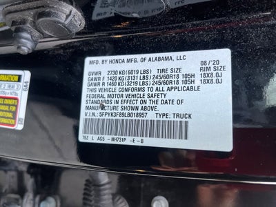 2020 Honda Ridgeline Black Edition