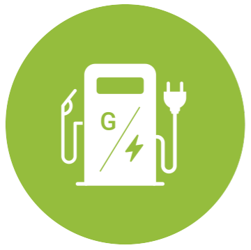 Hybrid charging and gas station icon